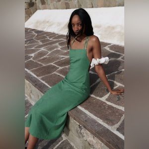 Zara OPEN BACK LINEN BLEND DRESS